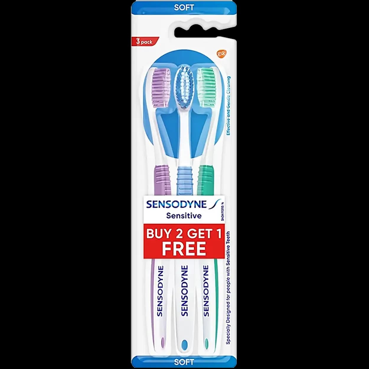 مسواک نرم 3تایی سنسوداین مخصوص دندانهای حساس (سنسیتیو) Sensodyne Sensitive Toothbrush — تصویر ۲
