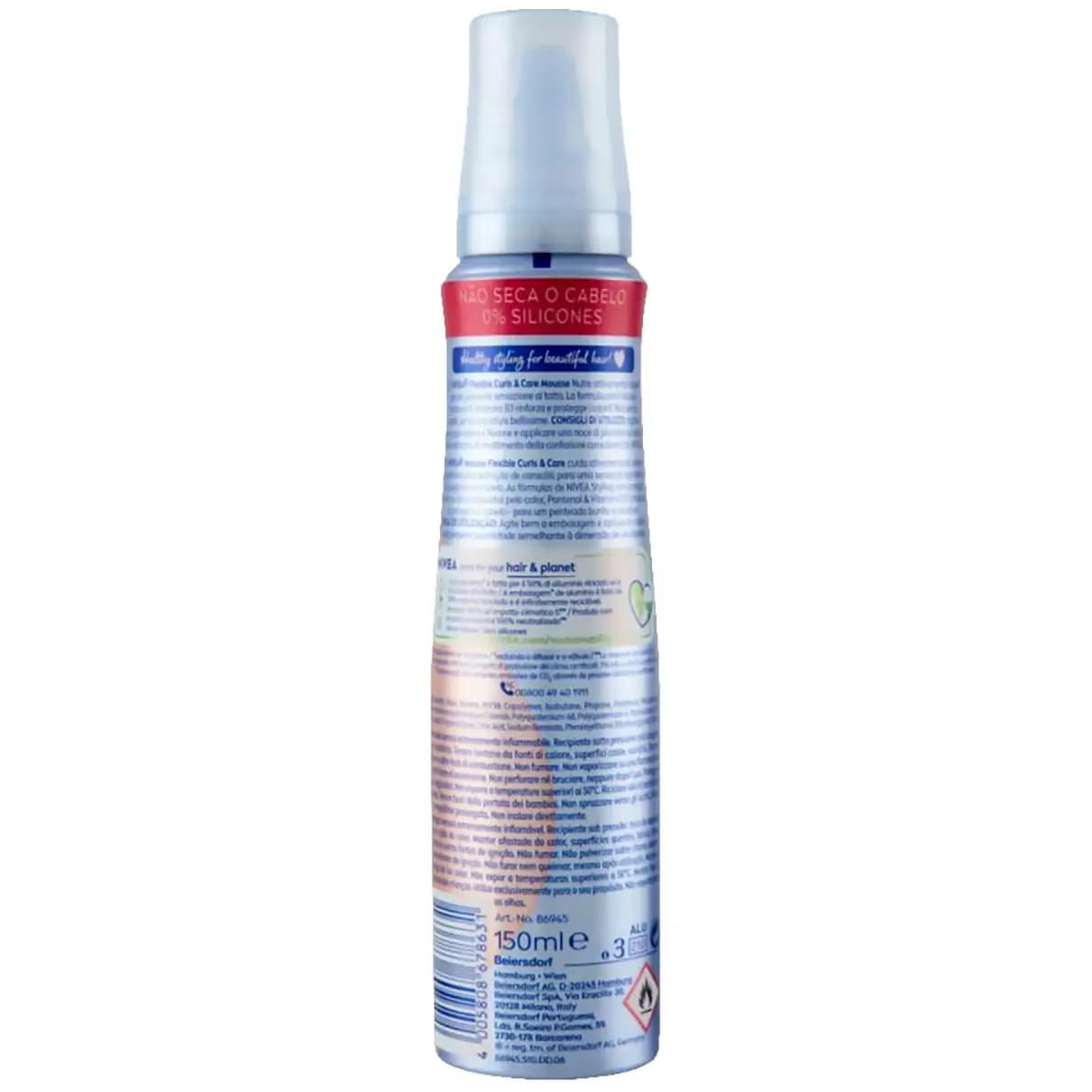 موس موی فرم دهنده (فر کننده و ضد وز) نیوآ فلکسیبل 150 میل Nivea Styling Mousse Flexible Curls & Care — تصویر ۳