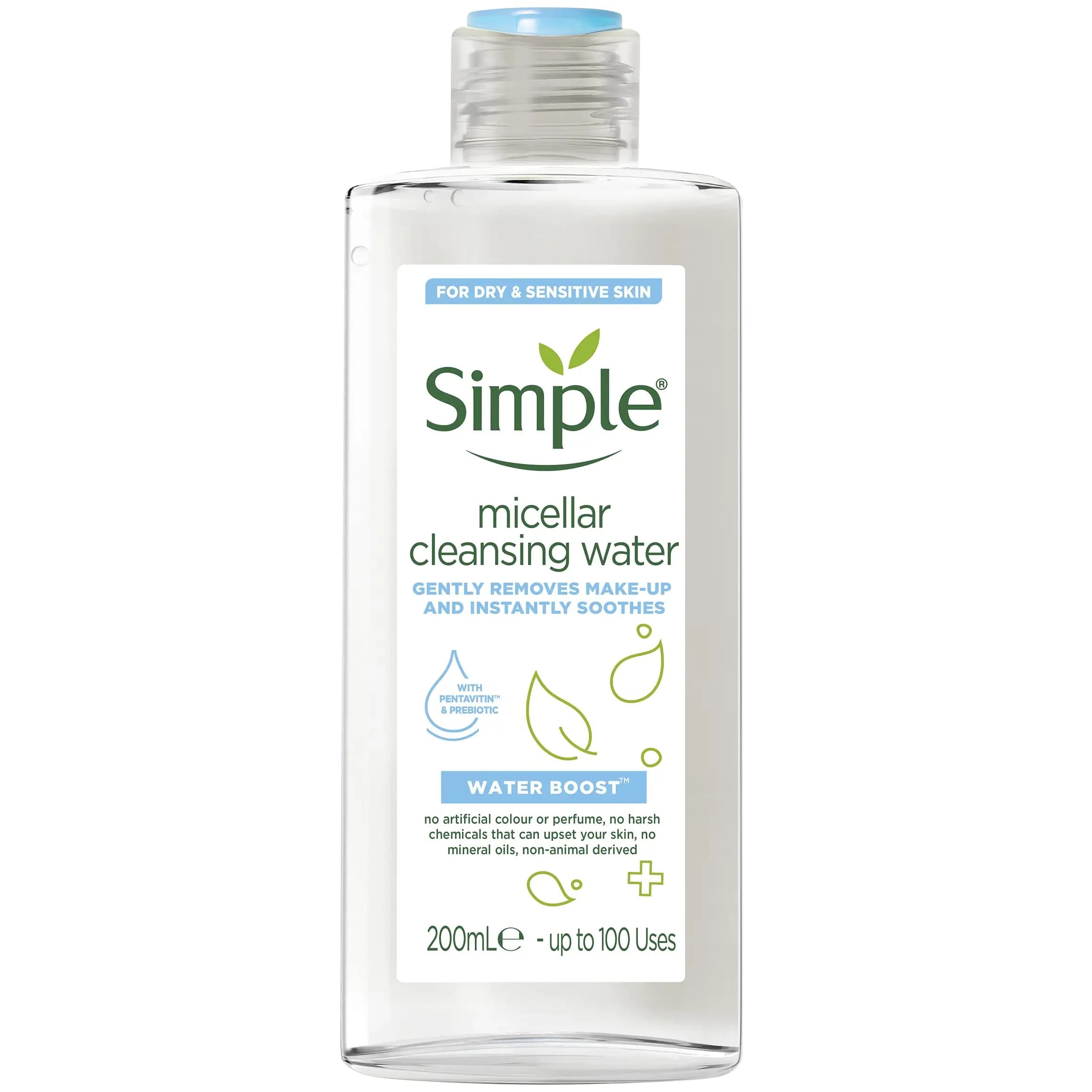 پاک کننده (میسلار واتر) پوست حساس و خشک سیمپل واتر بوست 200 میل Simple Water Boost Micellar Cleaning Water