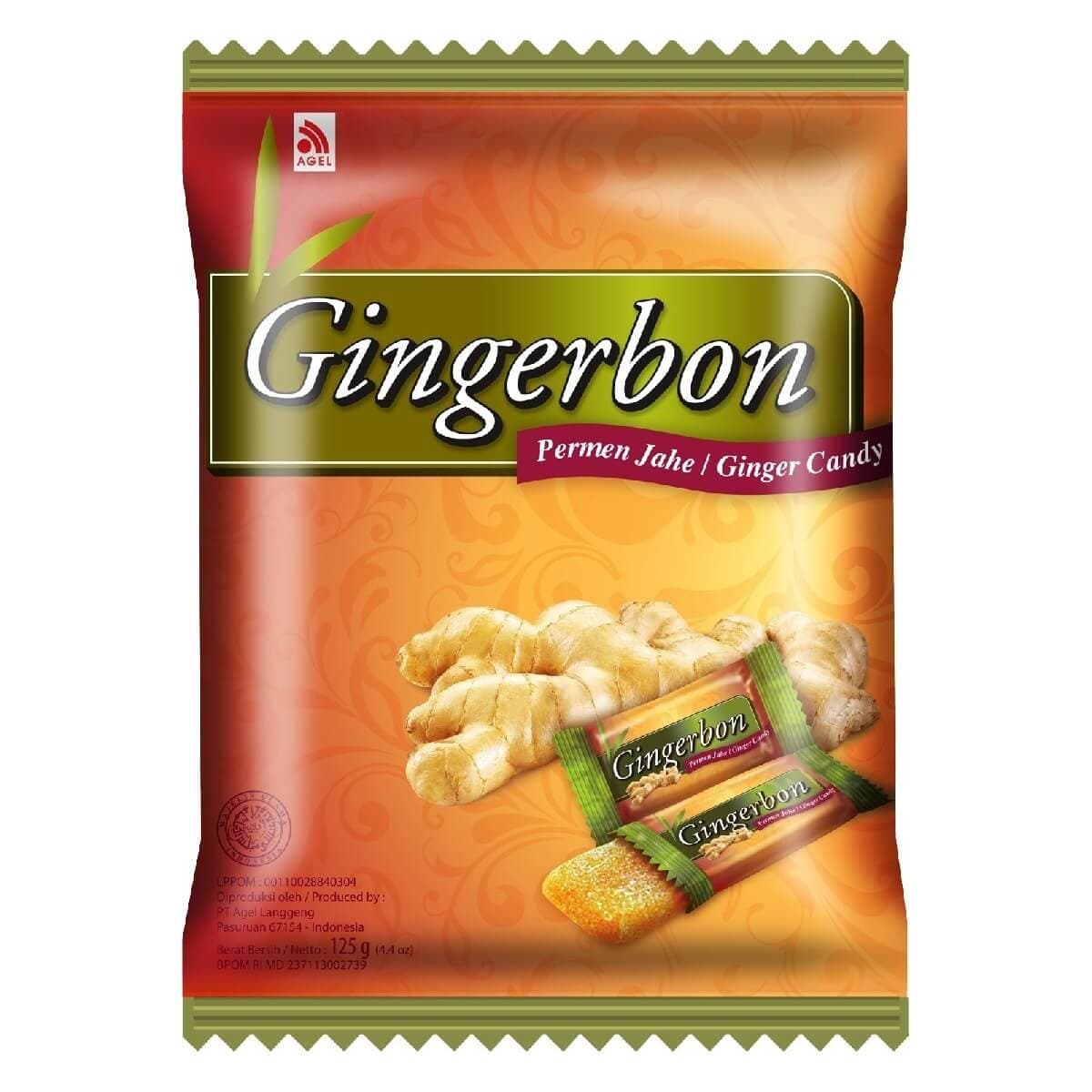 پاستیل/ آبنبات جویدنی زنجبیلی جینجربون ساده 125گرم Gingerbon Ginger Chewy Candy Regular