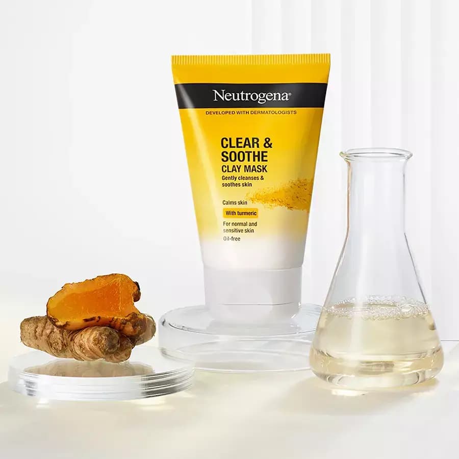 ماسک صورت نوتروژینا حاوی خاک رس و زردچوبه فرانسوی 50 میل Neutrogena Clear & Soothe Clay mask — تصویر ۳