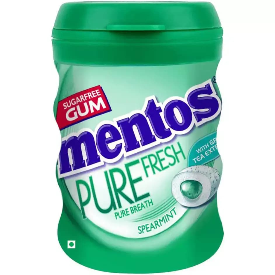 آدامس منتوس بدون شکر با طعم نعنا سبز 60 گرمی Mentos Pure Fresh Green Mint Aroma — تصویر ۲