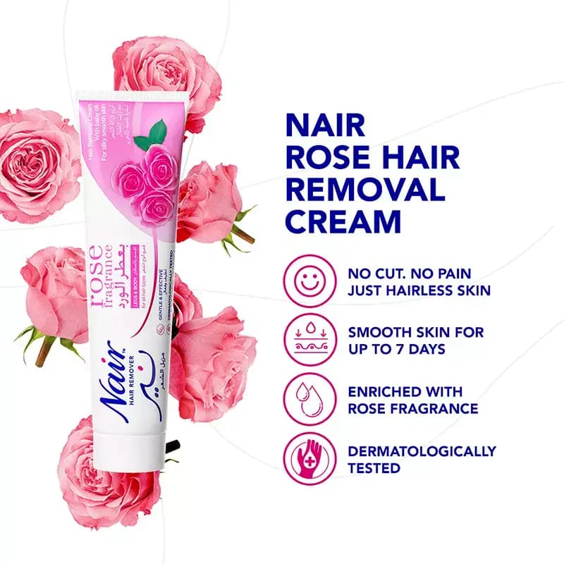 کرم موبر نیر با رایحه گل رز 110 گرمی Nair Hair Remover Rose Fragrance — تصویر ۵