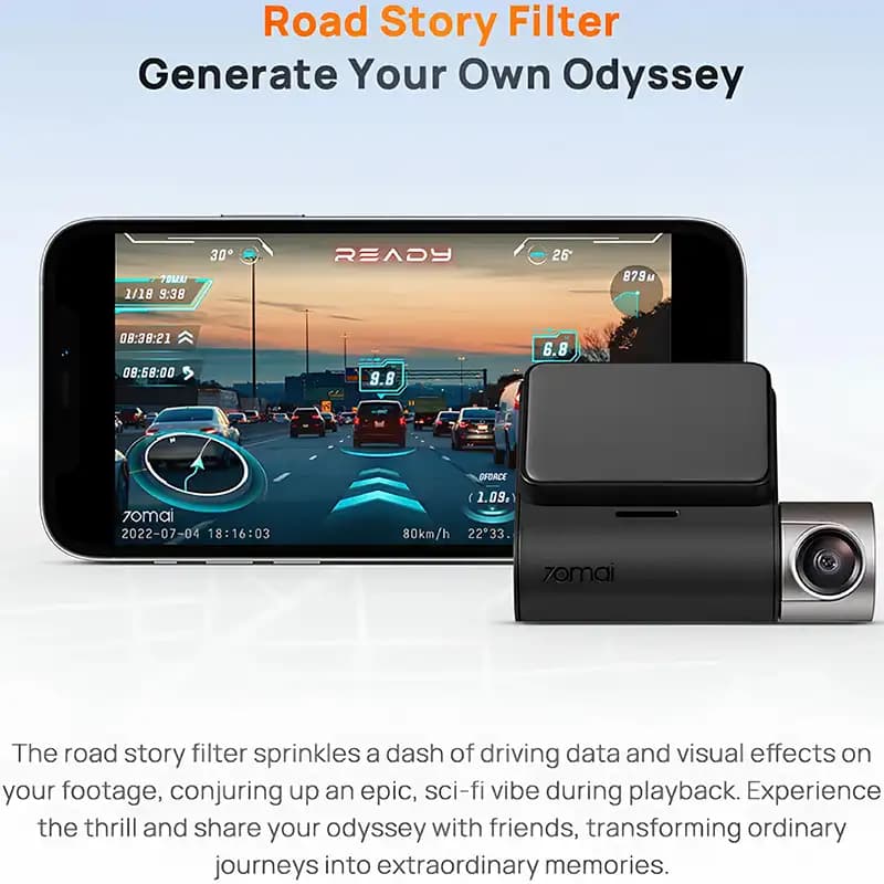 دوربین خودرو شیائومی مدل 70mai Dash Cam A510 Set (دوربین جلو + دوربین عقب) — تصویر ۹