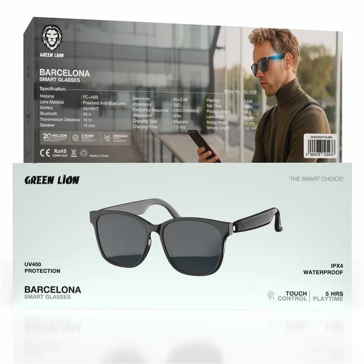 عینک دودی هوشمند گرین لاین Green Lion Barcelona Smart Glasses GL-SG8 — تصویر ۱۲