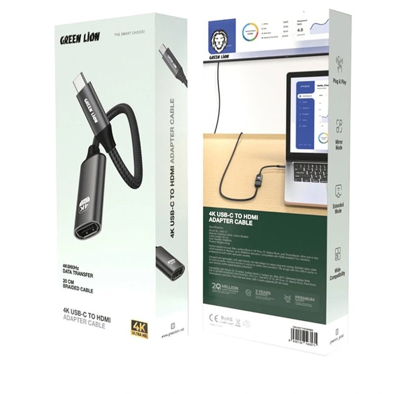تبدیل تایپ سی به HDMI گرین لاین طول 20 سانتی متر — تصویر ۹