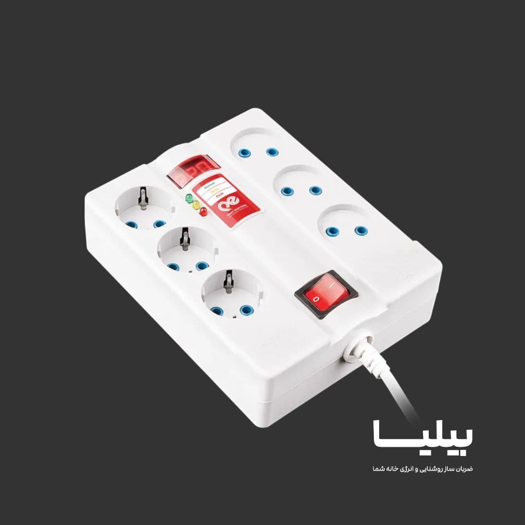 محافظ برق 6 خانه دیجیتال پارت الکتریک مناسب کامپیوتر و صوتی‌ و تصویری با کابل 5 متری — تصویر ۸