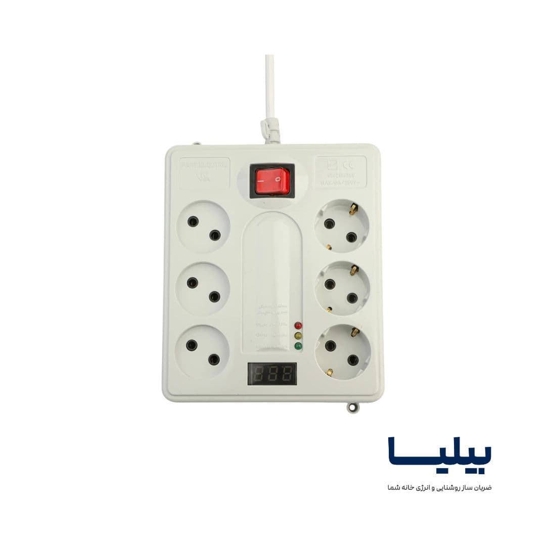 محافظ برق 6 خانه دیجیتال پارت الکتریک مناسب کامپیوتر و صوتی‌ و تصویری با کابل 5 متری