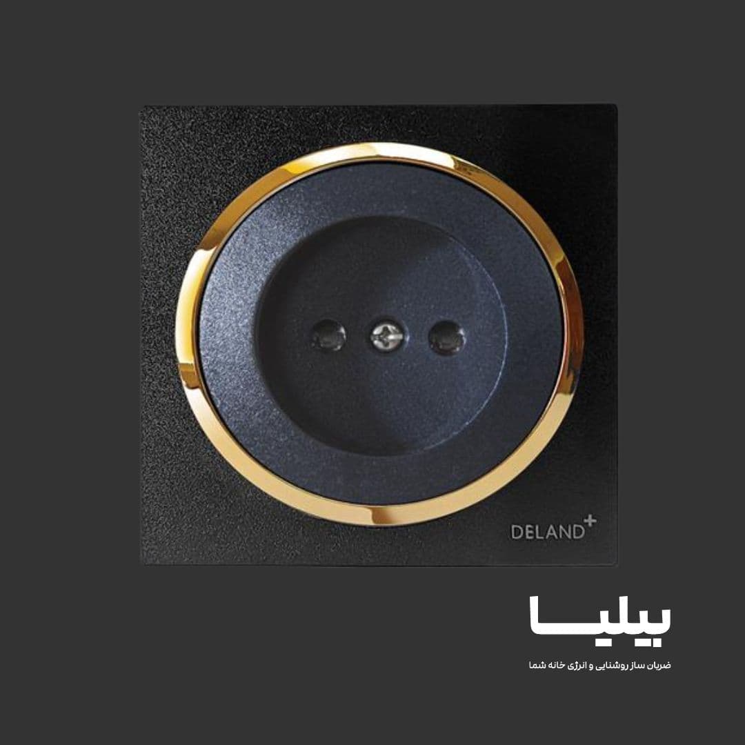 پریز برق مشکی با زه طلایی آوا دلند — تصویر ۳