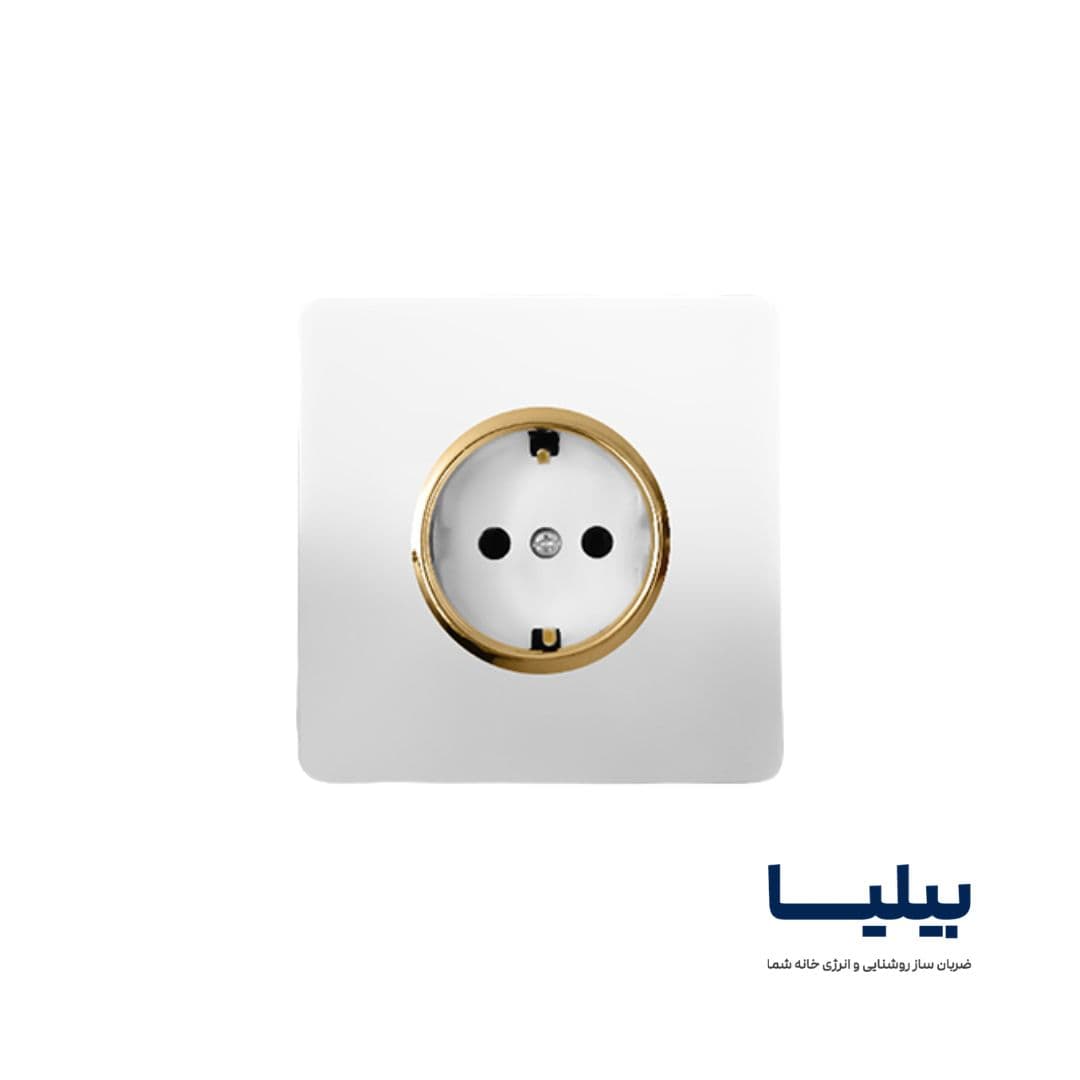 پریز ارت دار کریستال سفید طلائی آسیا الکتریک