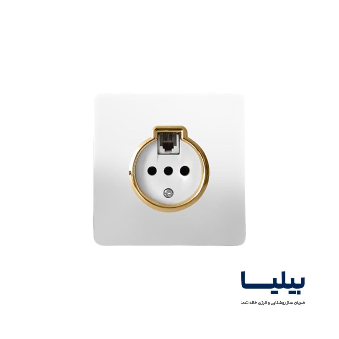 پریز تلفن کریستال سفید طلائی آسیا الکتریک