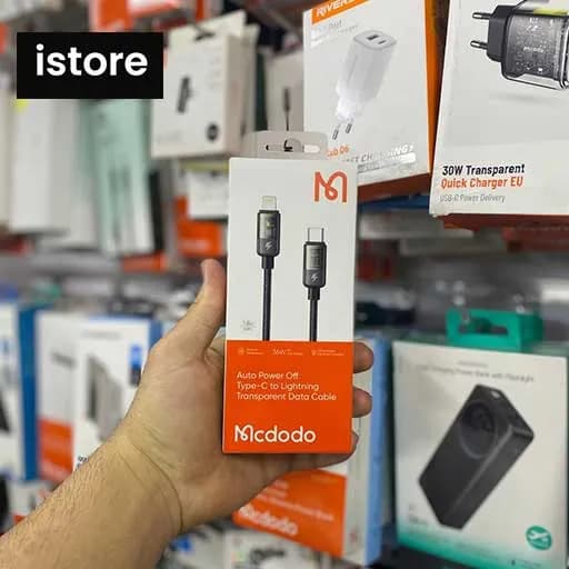 کابل شارژ هوشمند تایپ سی به لایتنینگ 36 واتی مک دودو مدل MCDODO CA-3161 خاکستری (طراحی شفاف) طول 1.8 متر | Mcdodo Auto Power Off Type-C to Lightning Data Cable CA-316 — تصویر ۳