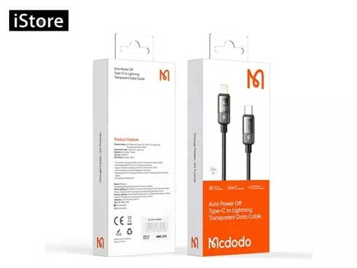 کابل شارژ هوشمند تایپ سی به لایتنینگ 36 واتی مک دودو مدل MCDODO CA-3161 خاکستری (طراحی شفاف) طول 1.8 متر | Mcdodo Auto Power Off Type-C to Lightning Data Cable CA-316 — تصویر ۵