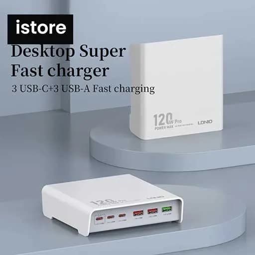شارژر رومیزی 6 پورت الدینیو مدل LDNIO Q605 فست شارژ 120 وات نو باگارانتی | LDNIO 120W Multi-ports Desktop Charging Station Q605 — تصویر ۹