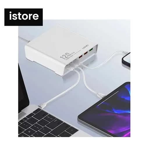شارژر رومیزی 6 پورت الدینیو مدل LDNIO Q605 فست شارژ 120 وات نو باگارانتی | LDNIO 120W Multi-ports Desktop Charging Station Q605 — تصویر ۸