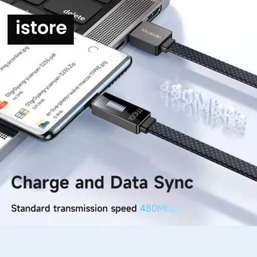 کابل شارژ سریع USB به تایپ سی 100 وات مک دودو مدل MCDODO CA-4980 طول 1.2 متر خاکستری | MCDODO CA-498 LED Rhythm 100W Fast Charging 6A USB-A to Type-c Data Cable 1.2m — تصویر ۸