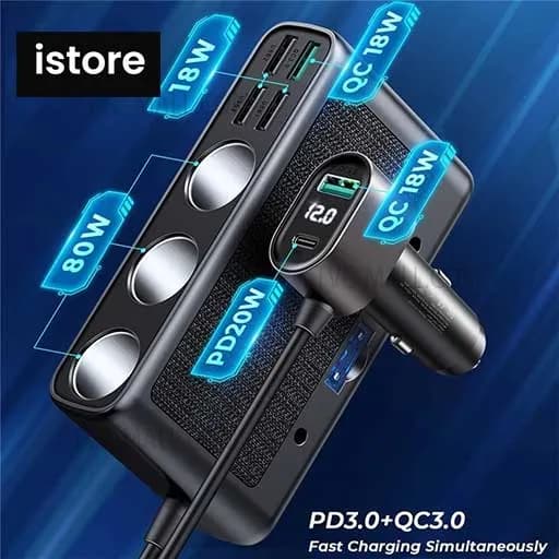 شارژر فندکی فست شارژ جویروم Joyroom JR-CL06 توان 154 وات مشکی نو با گارانتی | Joyroom JR-CL06 QC3.0 PD 80W Car Charger — تصویر ۸
