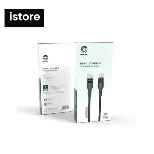کابل شارژ و همگام‌سازی USB-C به USB-C گرین لاین 50w یک متری نو با گارانتی — تصویر ۳