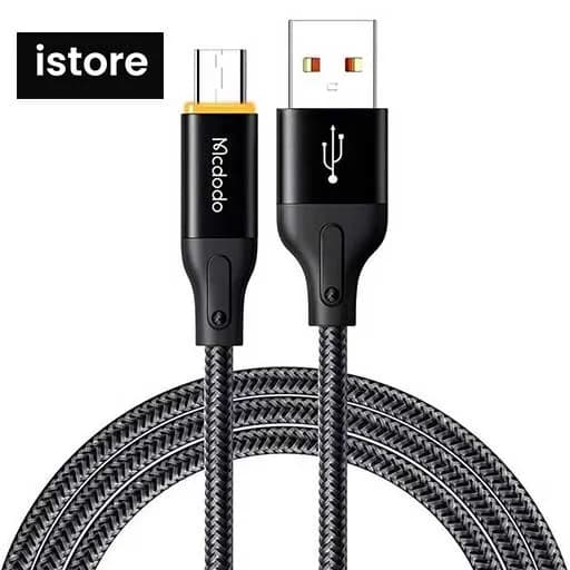 کابل شارژ تایپ بی 3 آمپر قطع کن دار 1.2 متری مک دودو CA-3040 نو با گارنتی | micro usb cable Mcdodo ca-3040 — تصویر ۳