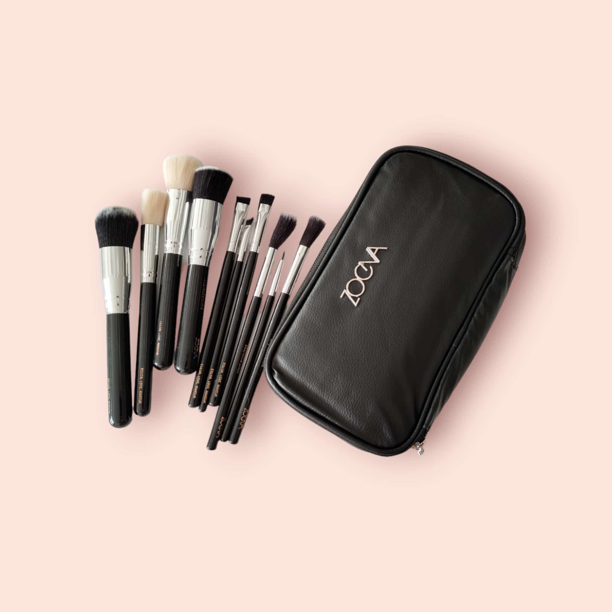 ست براش 10 تایی زوئوا کیف چرمی مشکی ZOEVA 10 Piece Brush Set