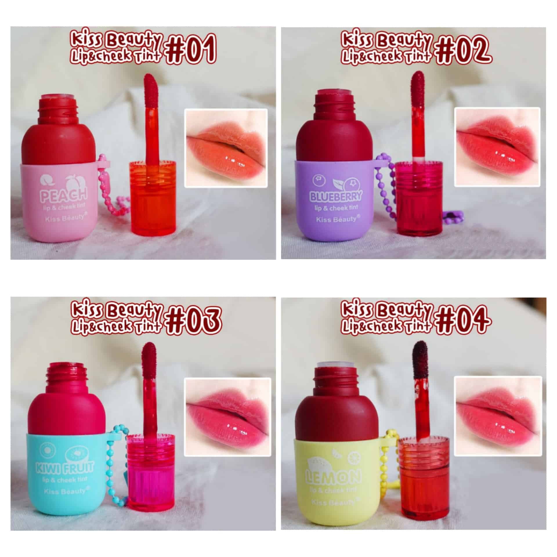 تینت لب و گونه بطری زنجیر دار کیس بیوتی اصل حجم 8.5 میل KISSBEAUTY LIP & CHEEK TINT — تصویر ۱۲