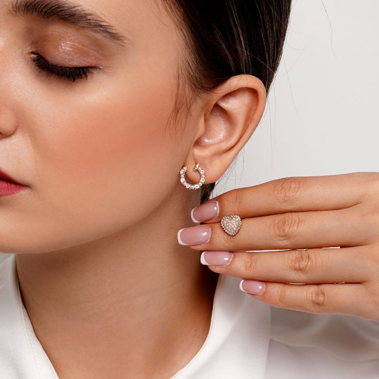 گوشواره ژوپینگ تا به تا قلب و حلقه ای طلایی اصل XUPING