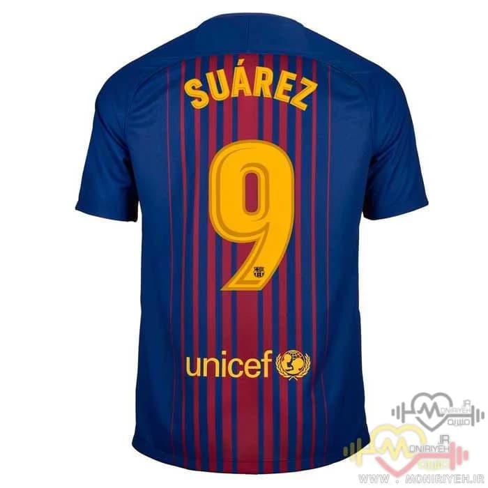 پیراهن ورزشی بارسلونا مدل Suarez-2018