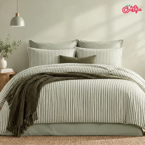 روتختی اسپرت زیتونی راه‌راه Olive Stripe – کتان (381)