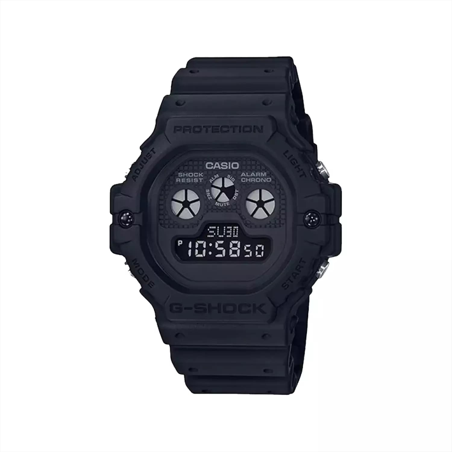 ساعت کاسیو جی شاک مردانه بند رابر مشکی دیجیتال DW-5900BB-1