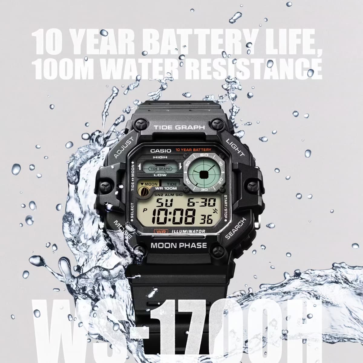 ساعت مچی دیجیتال مردانه کاسیو CASIO مدل WS-1700H-1AVDF ضد آب — تصویر ۱۱
