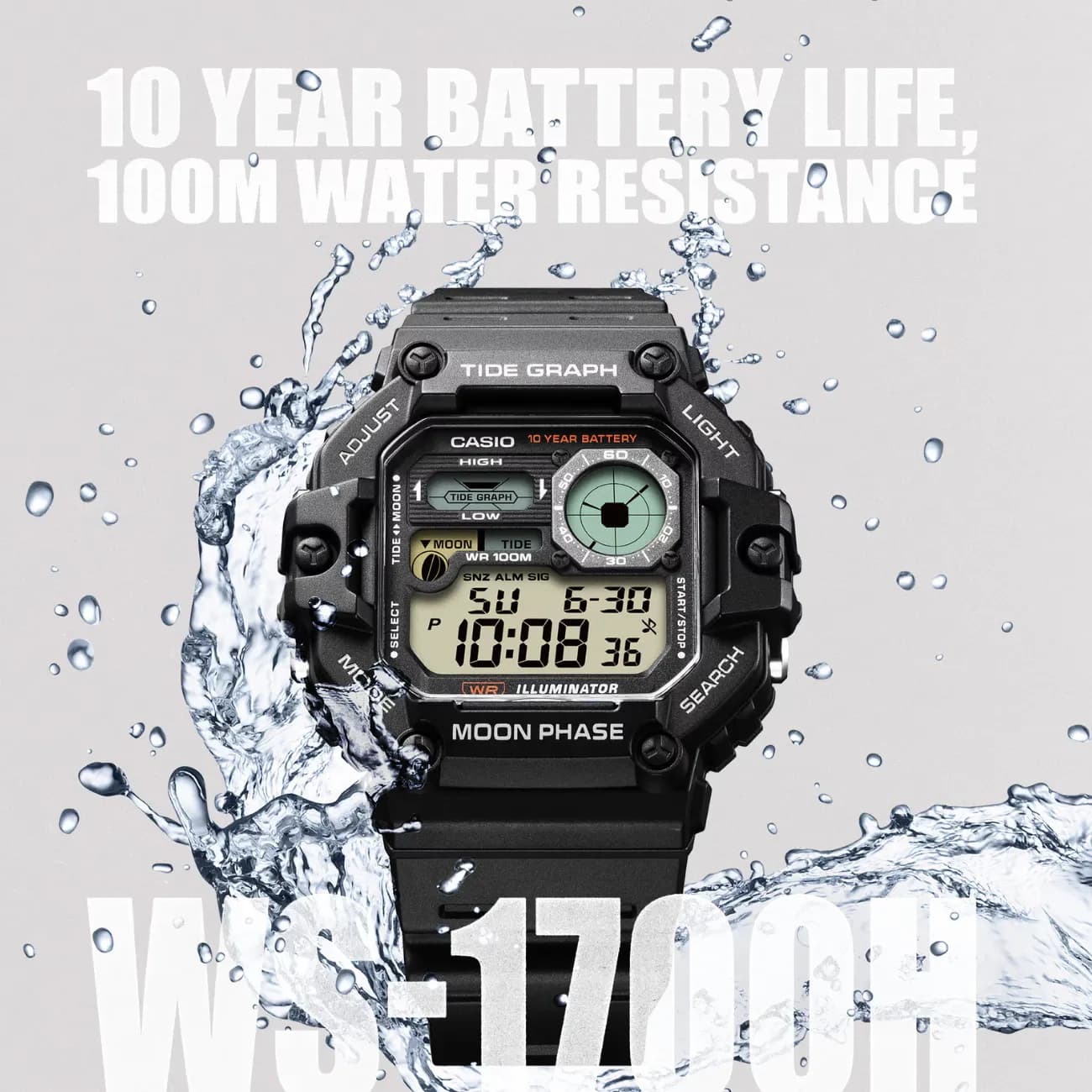 ساعت مچی دیجیتال مردانه کاسیو CASIO مدل WS-1700H-1AVDF ضد آب — تصویر ۵
