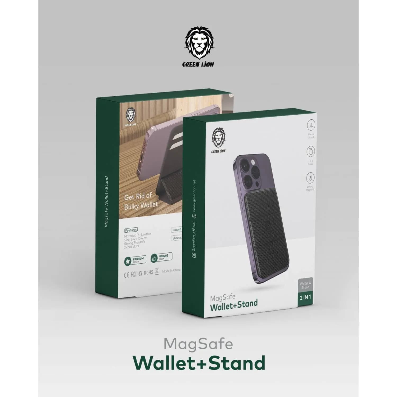 پایه و کیف کارت مگنتی گرین لاین مدل Green Lion Magsafe Wallet + Stand GNMGWSTBK — تصویر ۱۰
