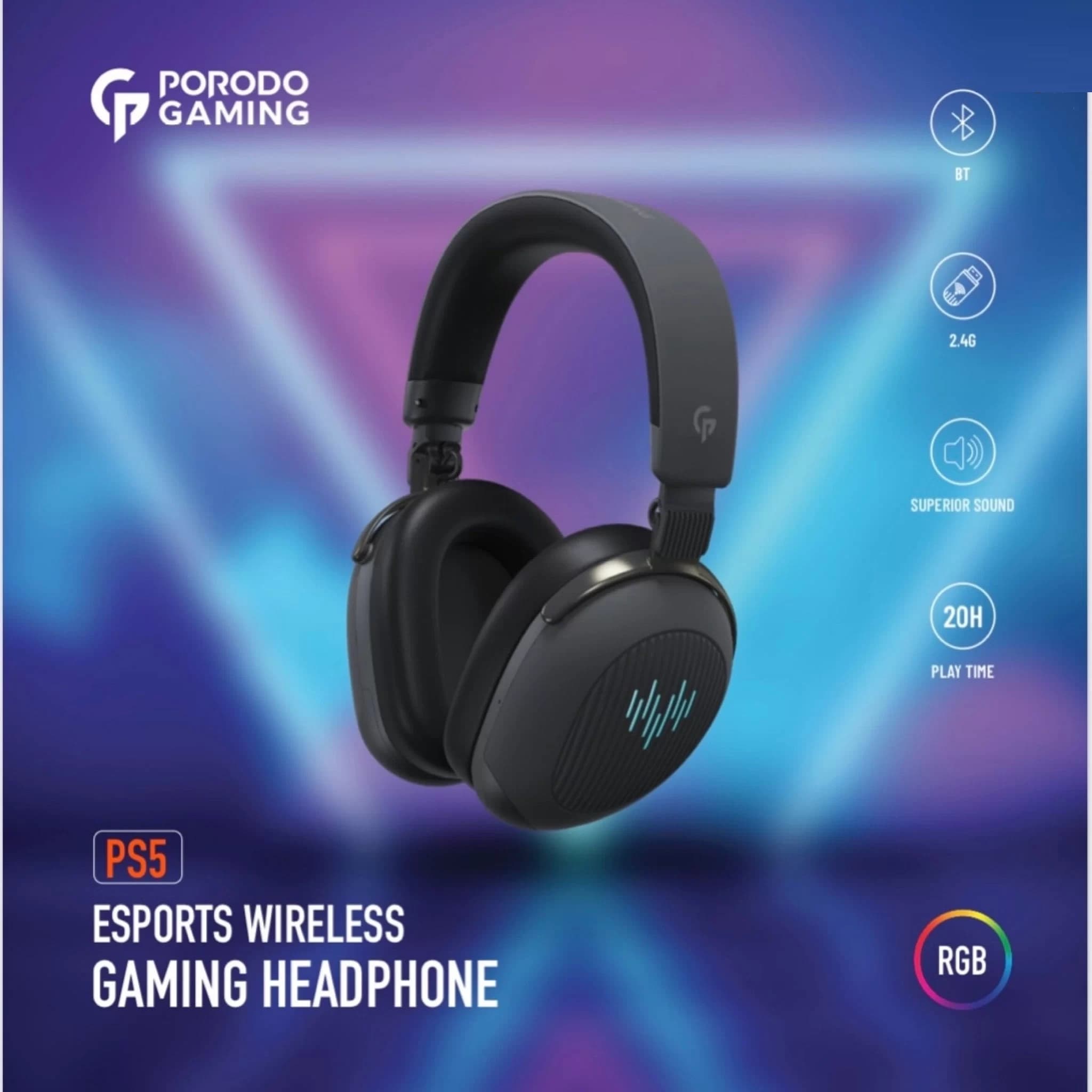 هدفون بلوتوث گیمینگ پرودو Porodo E-Sports Wireless RGB Gaming Headphone PDX416 — تصویر ۷