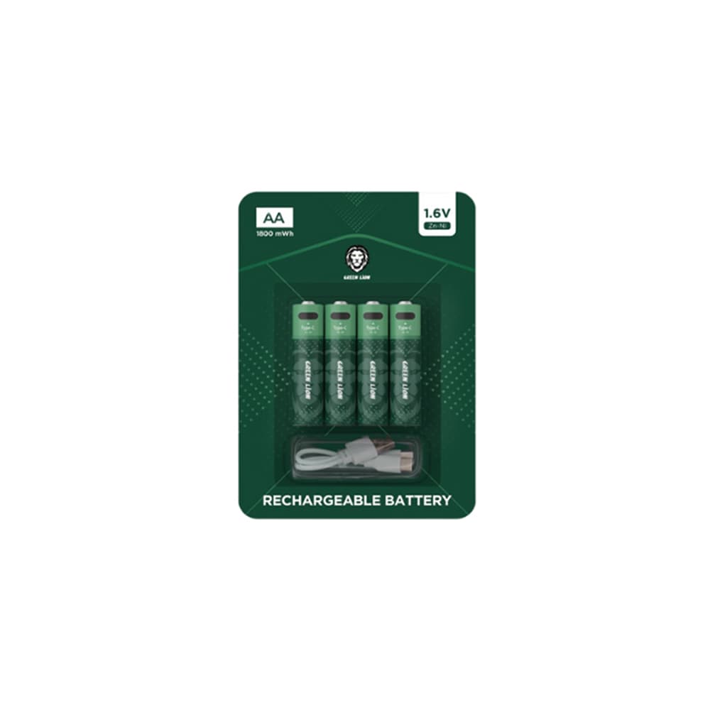 باتری قابل شارژ گرین لاین قلمی مدل Green Lion Rechargeable Battery AA 1.6V Alkaline Battery
