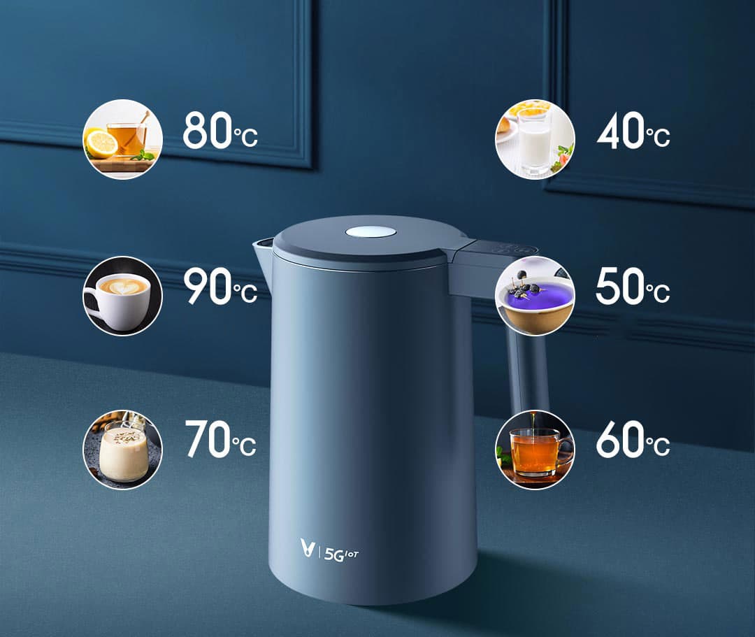کتری برقی 1.7 لیتری هوشمند شیائومی ویومی مدل Xiaomi Viomi Thermostatic Electric Kettle Face YM-K1706 — تصویر ۱۰