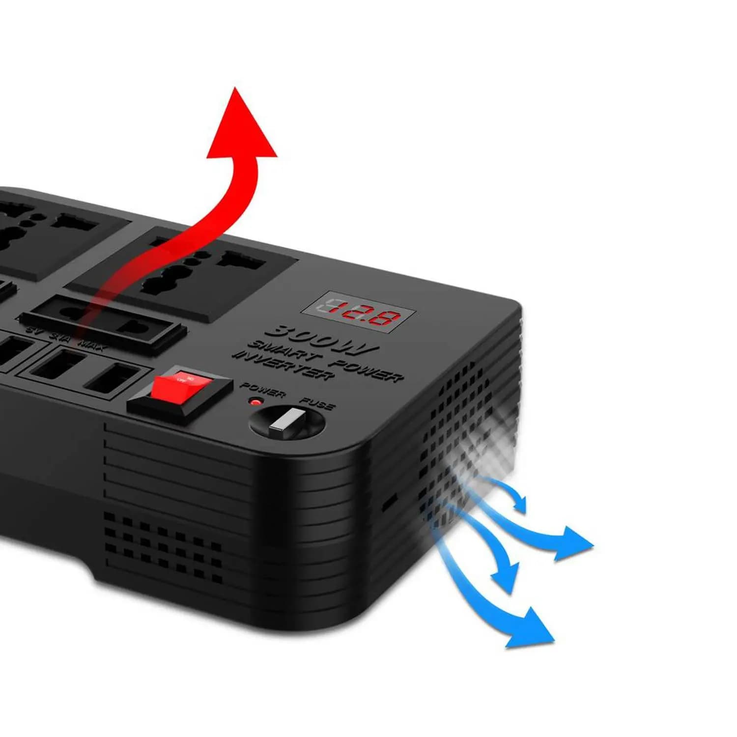 چند راهی شارژر فندکی گرین لاین مدل Green Lion GNSPOW300W Spark 3 Car Power Inverter با توان 300W — تصویر ۷
