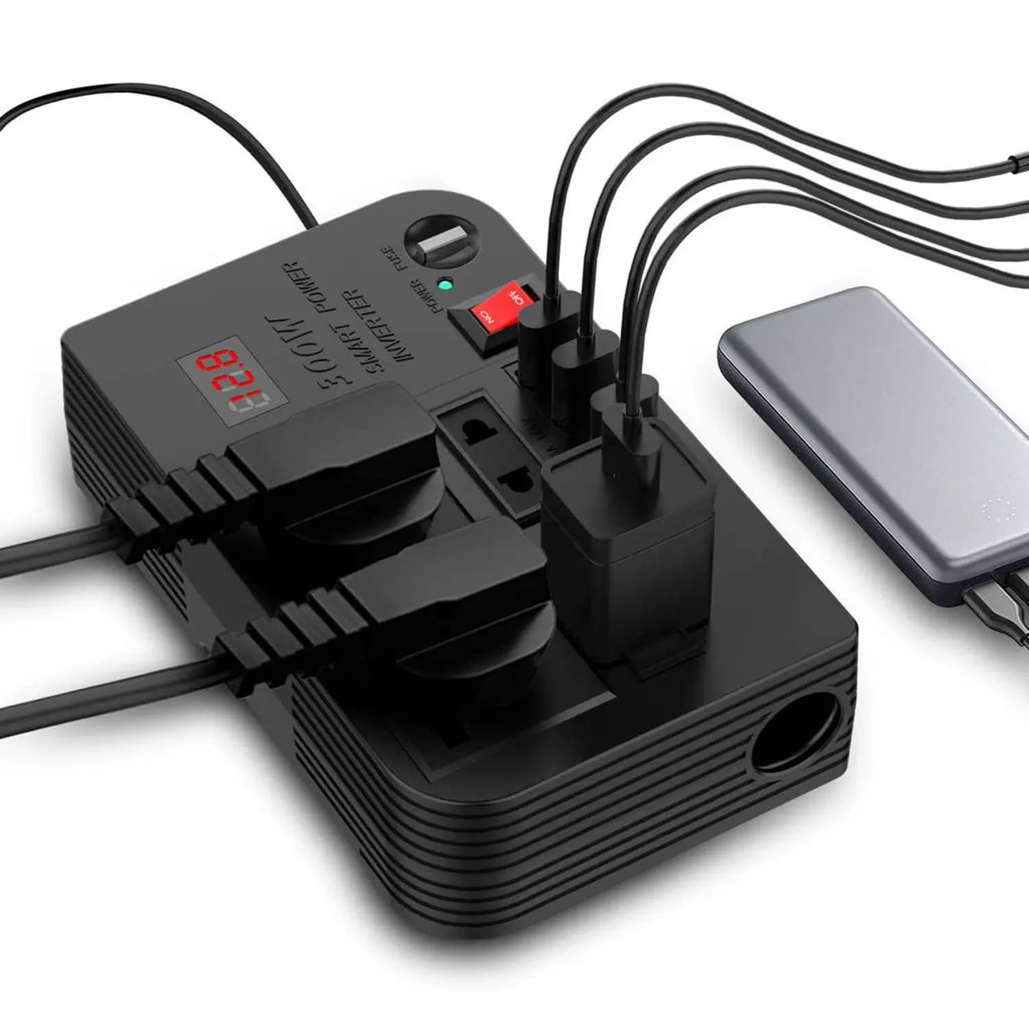 چند راهی شارژر فندکی گرین لاین مدل Green Lion GNSPOW300W Spark 3 Car Power Inverter با توان 300W — تصویر ۶