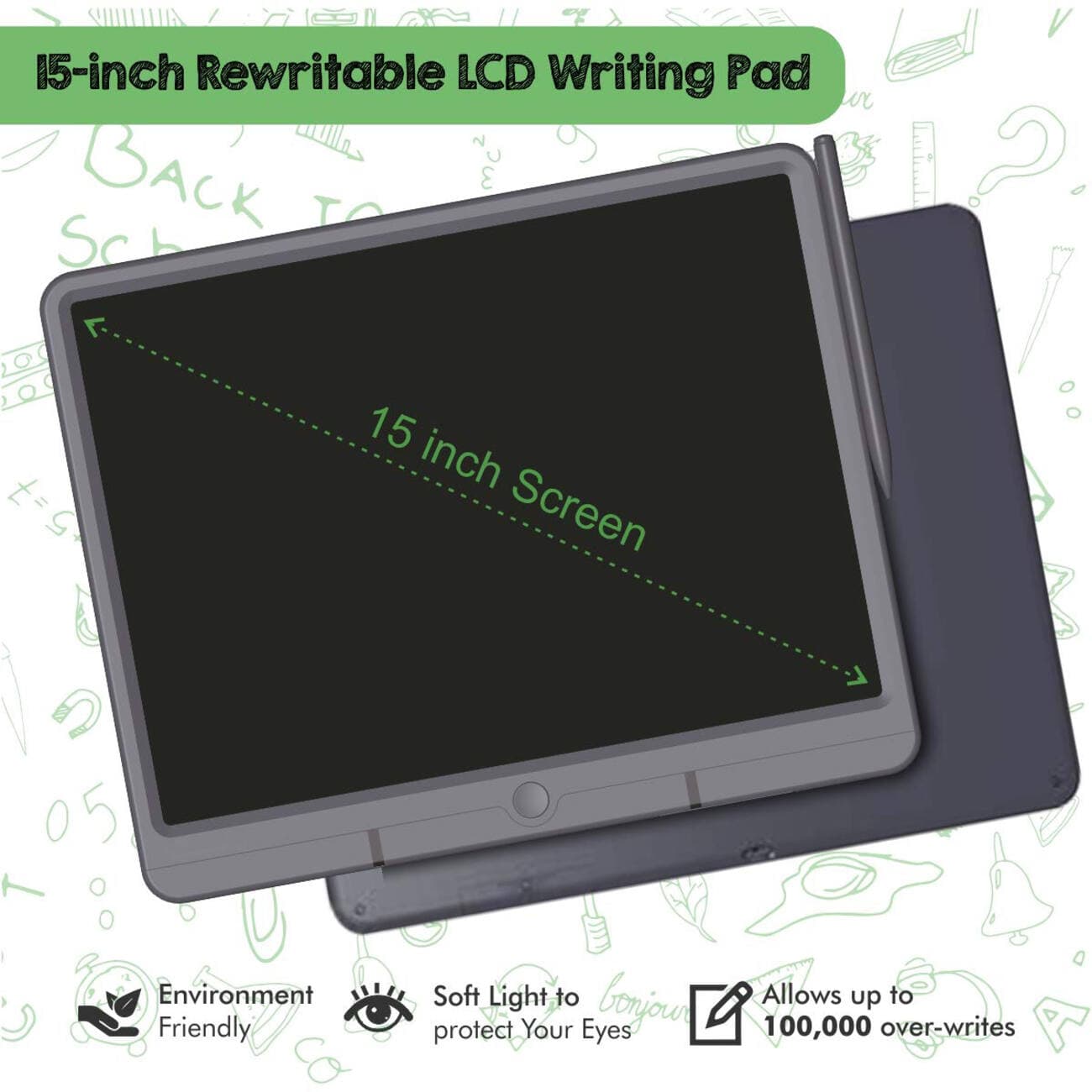 کاغذ دیجیتال گرین لاین مدل Green Lion LCD Digital Writing Pad GNWPAD15GY — تصویر ۶
