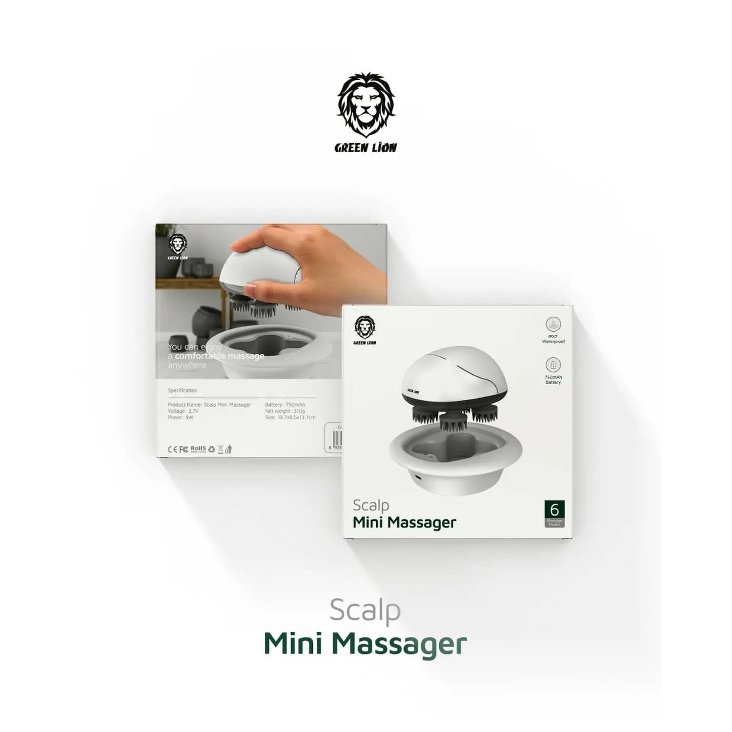 ماساژور سر گرین لاین مدل Green Lion Scalp Mini Massager GNSMINIMSWH — تصویر ۴