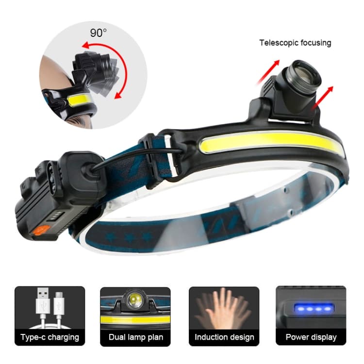 چراغ قوه و هدلامپ مدل XPG + COB Headlight Flashlight W678-2 — تصویر ۱۲
