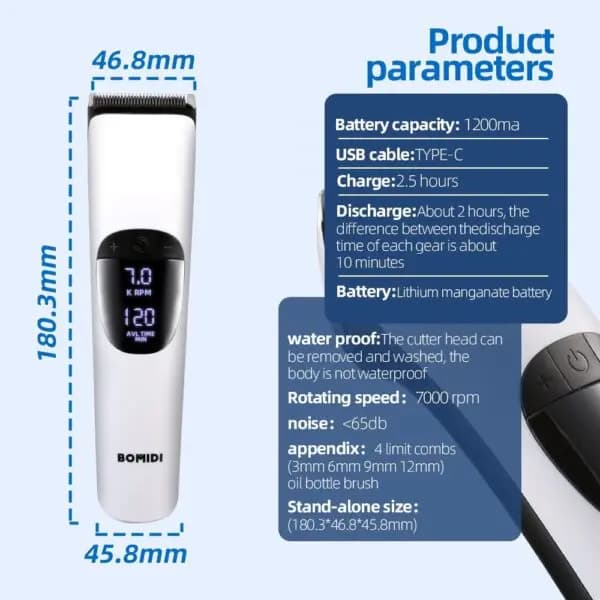 ماشین اصلاح شیائومی مدل Bomidi L1 Electric Hair Clipper — تصویر ۷