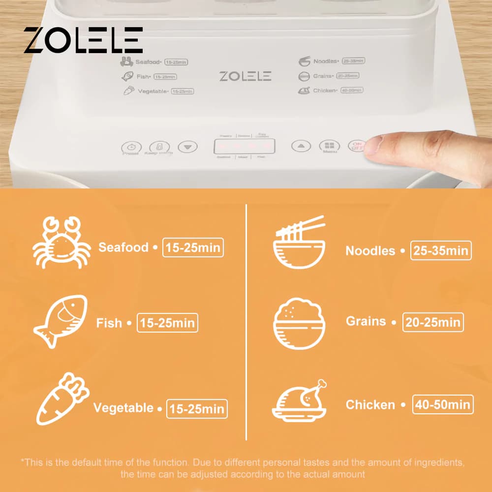 بخارپز برقی سه لایه شیائومی مدل Zolele ZM100 ظرفیت 24 لیتری — تصویر ۹