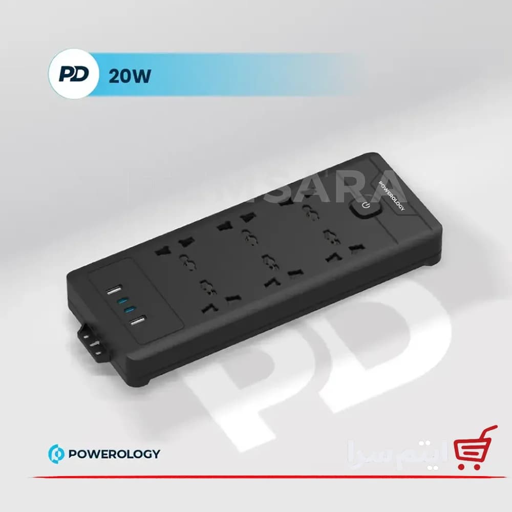 چندراهی برق پاورولوژی PWCUQC034 طول کابل 3 متر و 6 پریز — تصویر ۸