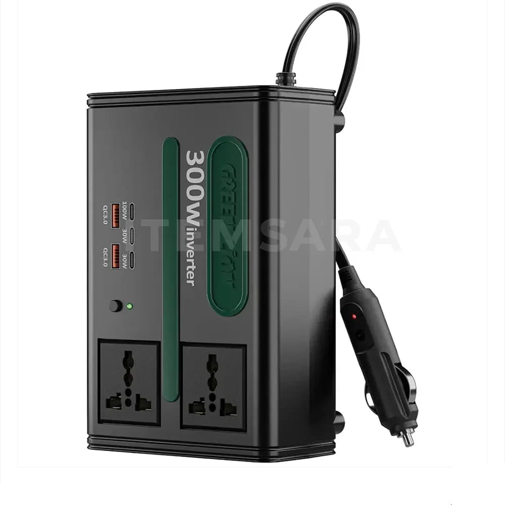 اینورتر خودرو گرین لاین GC-300 توان 300 وات با خروجی PD100 وات