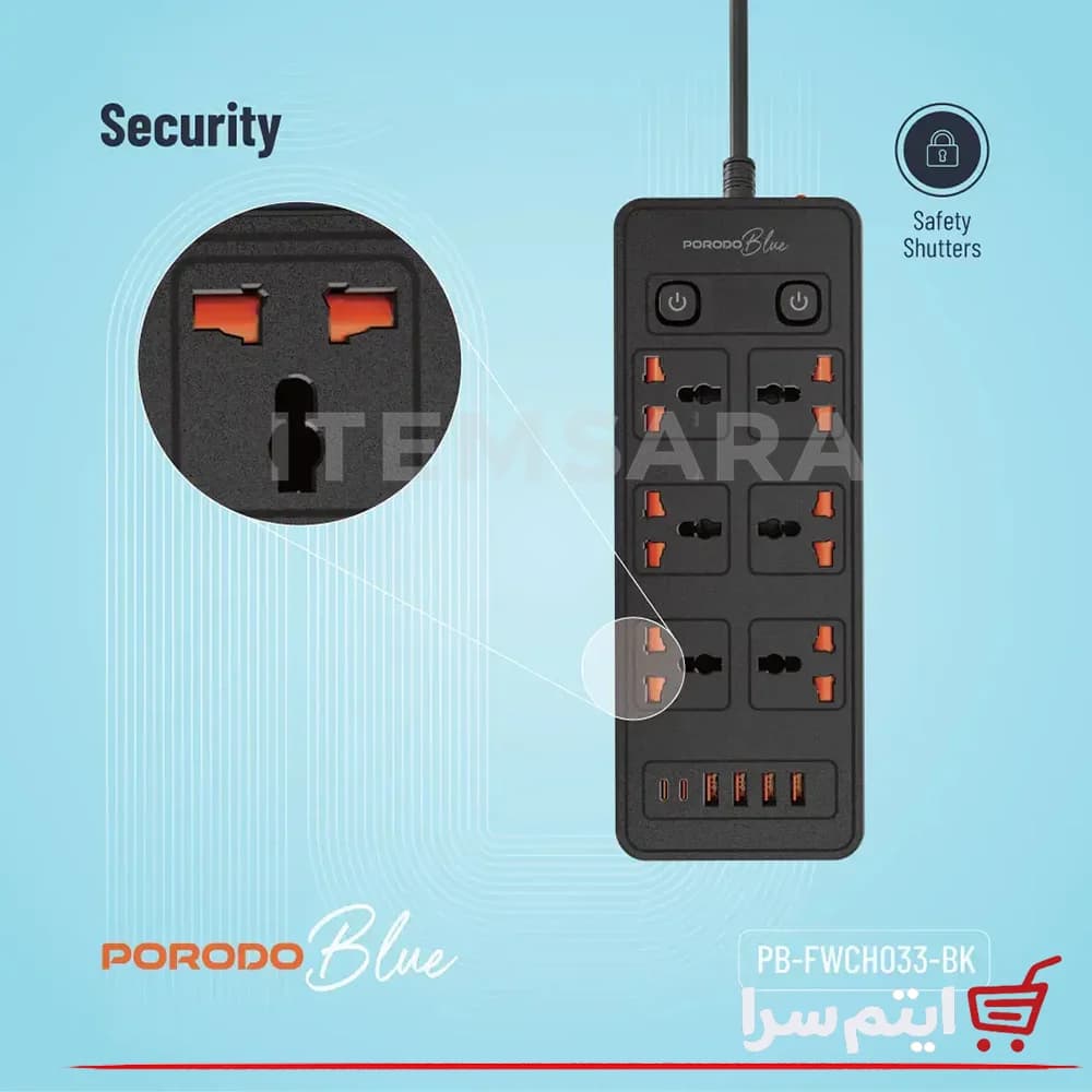 چندراهی برق پرودو مدل FWCH033 ظرفیت ۶ خروجی با کابل ۳ متری — تصویر ۱۲