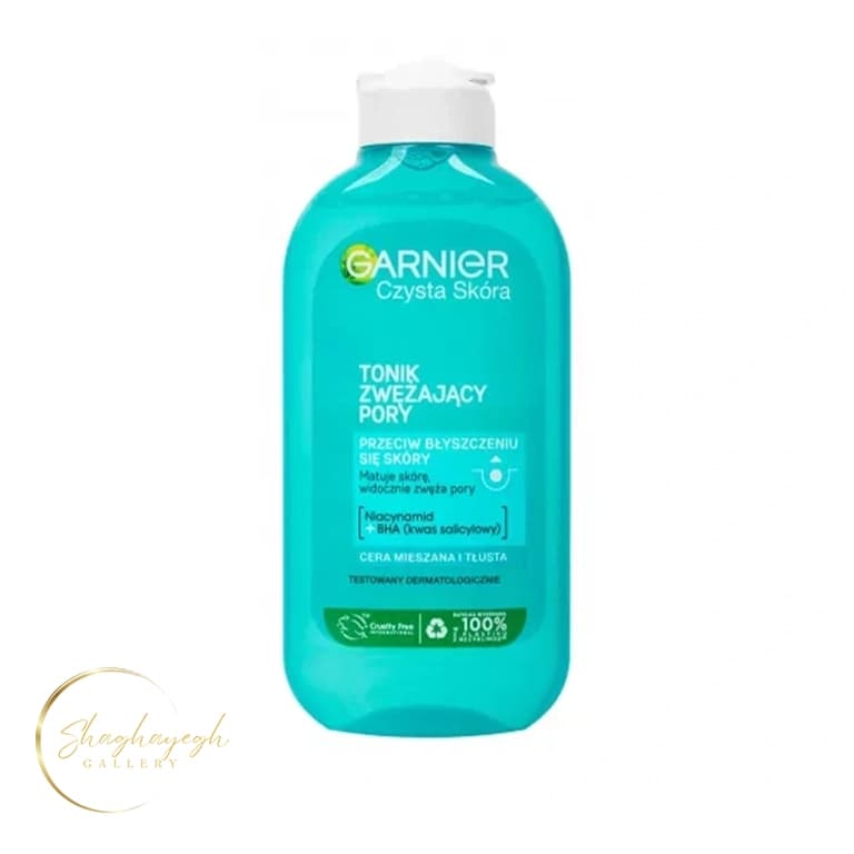 تونر جمع‌کننده منافذ و کنترل چربی گارنیر 200 میل Garnier Pure Active Pore Tightening Toner Niacinamide + BHA 200ml