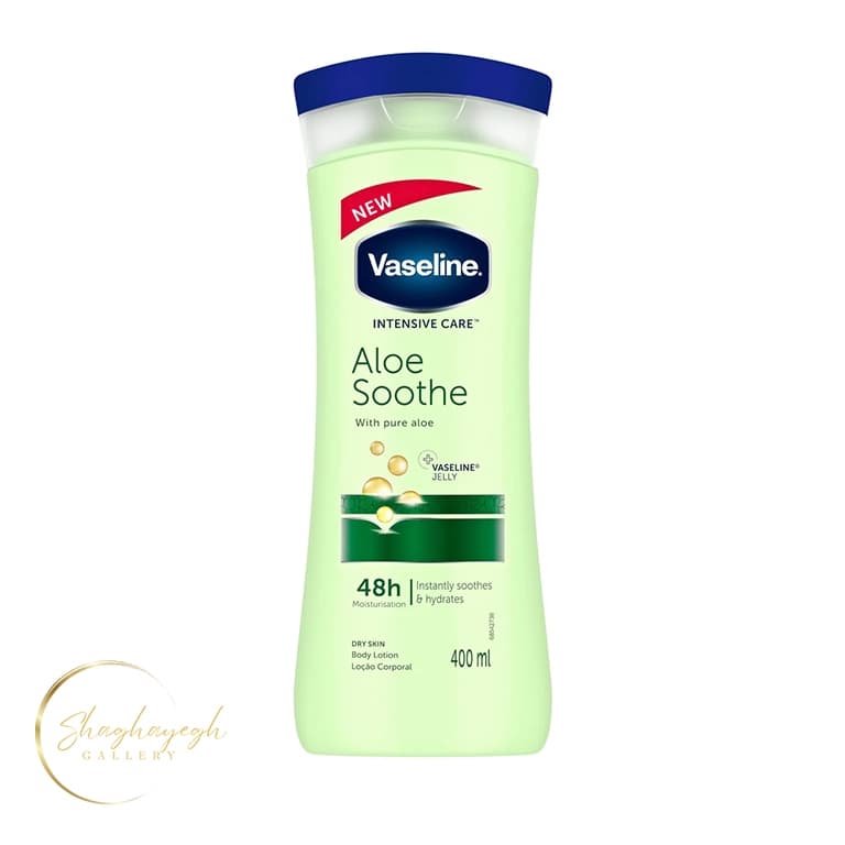 لوسیون بدن وازلین آلوئه‌ورا حجم ۴۰۰ میل Vaseline Intensive Care Aloe Soothe Body Lotion 400 ml