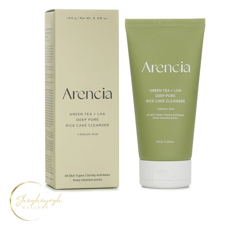 شوینده عمیق منافذ چای سبز و LHA آرنسیا حجم ۱۵۰ گرم Arencia Green Tea and LHA Deep Pore Rice Cake Cleanser 150g