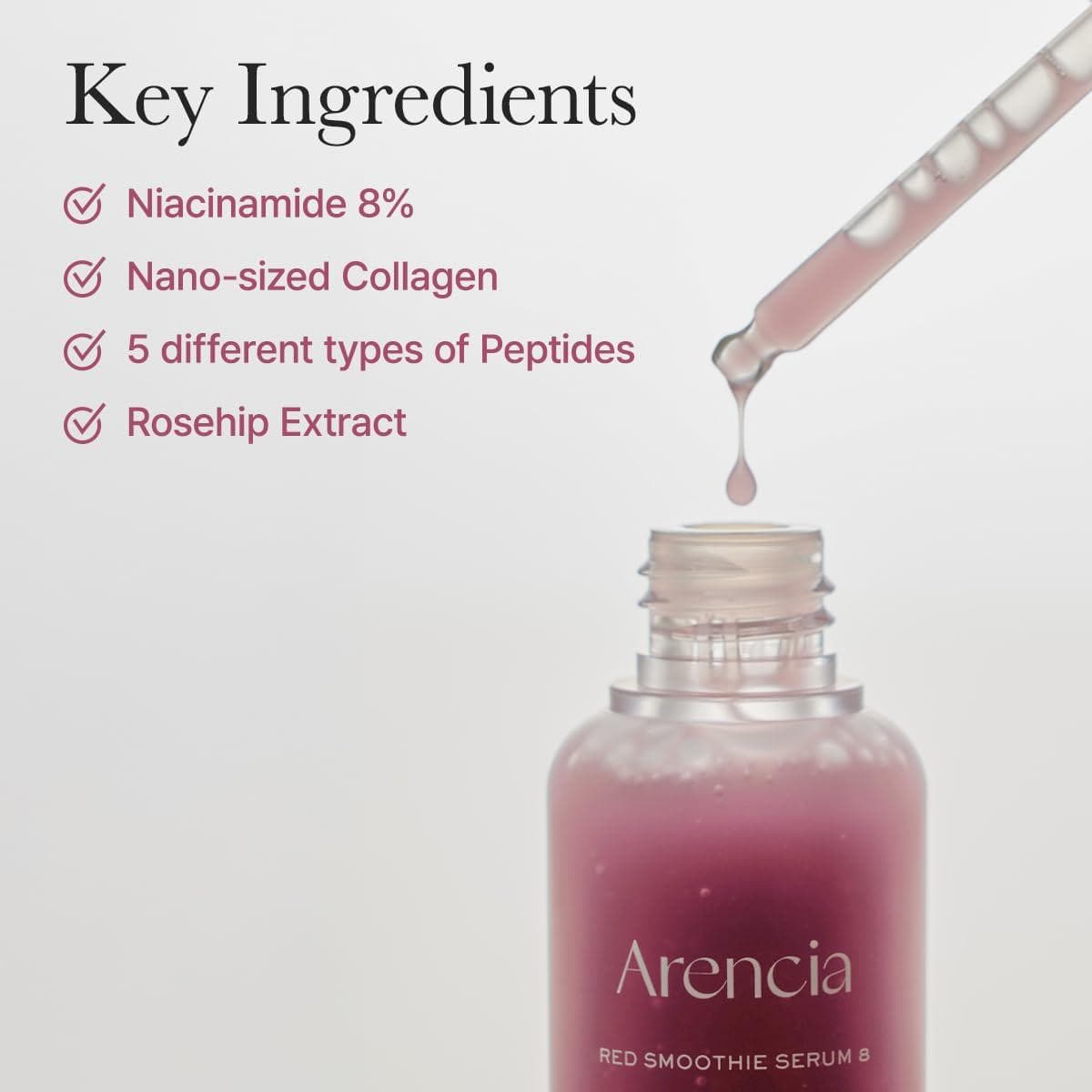 سرم کلاژن و نیاسینامید 8 درصد اسموتی قرمز ارنسیا ARENCIA FRESH RED SMOOTHIE SERUM 8 — تصویر ۱۲