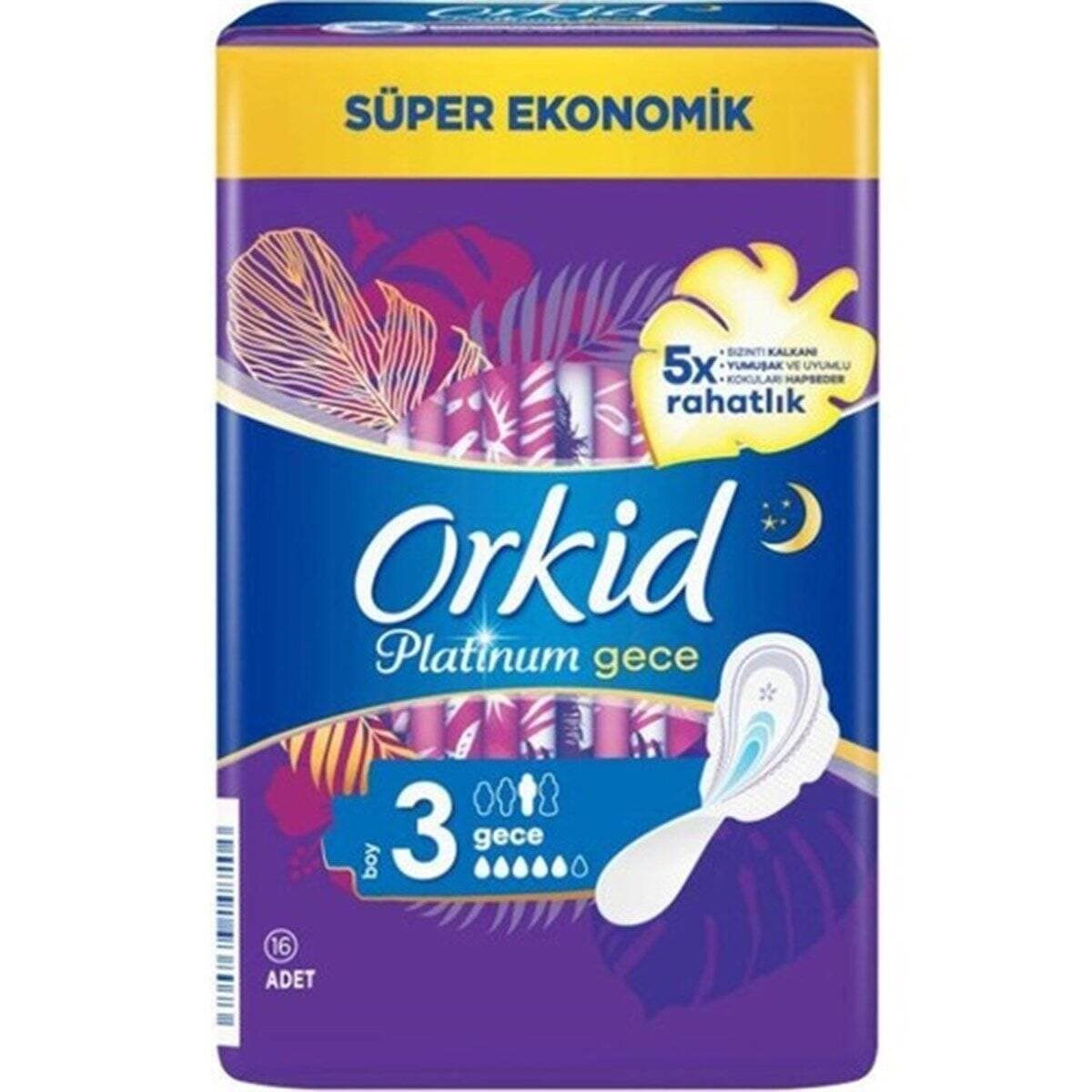 نوار بهداشتی ارکید مدل شب و روز Platinum Gece & Gunduz بسته ۱۶ عددی Orkid sanitary napkins, Platinum day and night model, pack of 16 — تصویر ۴